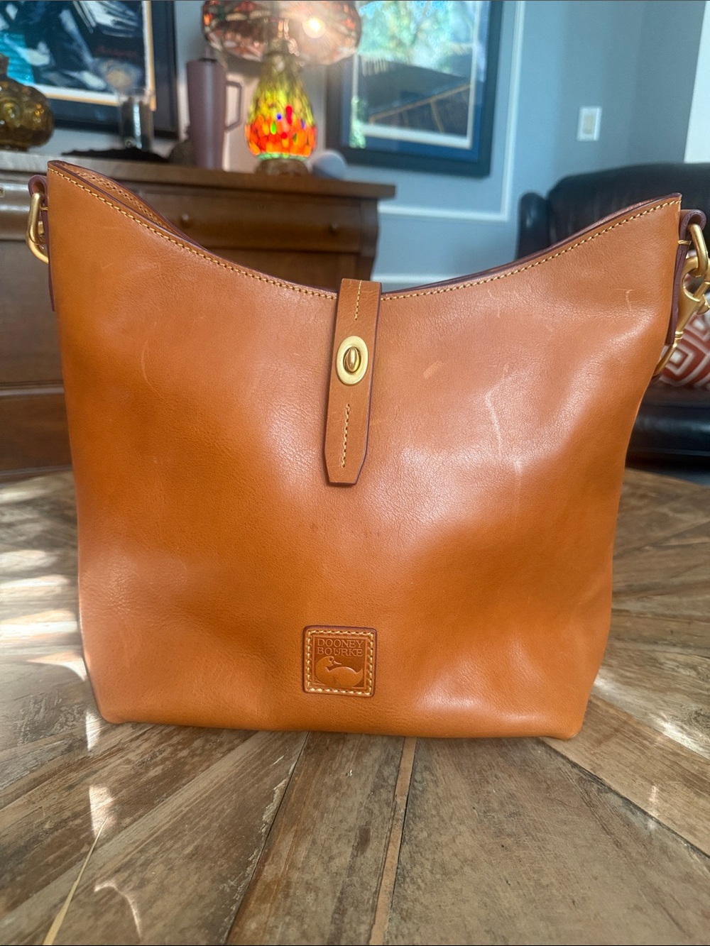 Dooney & Bourke Cognac Brown Leather Shoulder Hobo